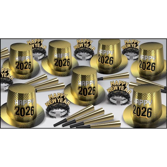 Beistle 80064-26GD Year 2026 Assorted for 50 Hat, Gold